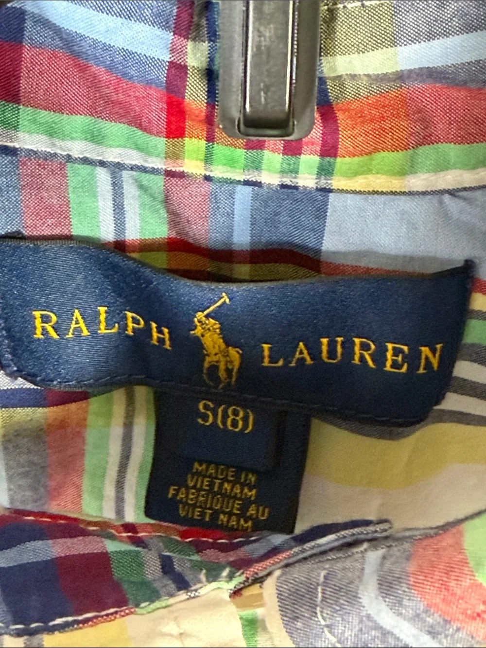 Ralph Lauren Boys Plaid Button Down Shirt Size S (8) Blue Cotton Preppy